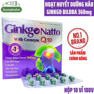 02 Boxes  - oạt huyết dưỡng não, tăng tuần hoàn máu não Ginko Natto 360mg hộp 100 viên ngochuyenpharma