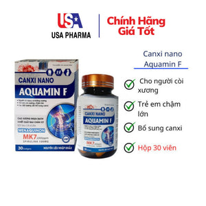 02 Boxes - Bổ Sung Canxi Nano Aquamin F + Vitamin D3, Vitamin K2 Phát triển hệ xương, chắc khỏe xương, giảm loãng xương - 30 viên