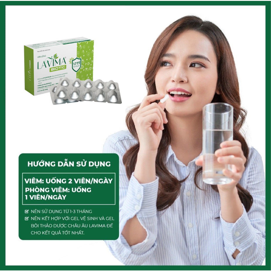 02 Boxes  - Viên uống phụ khoa, Men vi sinh vùng kín LAVIMA BIOTIC 20 Viên/ box, giảm khí hư, ngứa rát VM PHARMACY