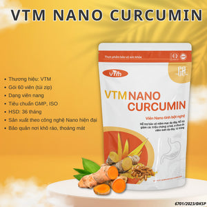 02 Bags - Viên uống tinh bột nghệ VTM NANO CURCUMIN giảm viêm loét dạ dày, hành tá tràng - túi 60 viên