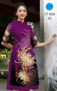 1 Set - Ao Dai - Traditional Vietnamese Long Dress Collections with Pants - Silk 3D - All Size - Ao Dai Hoa Cuc