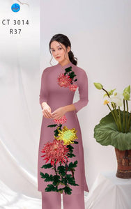 1 Set - Ao Dai - Traditional Vietnamese Long Dress Collections with Pants - Silk 3D - All Size - Hoa Cuc